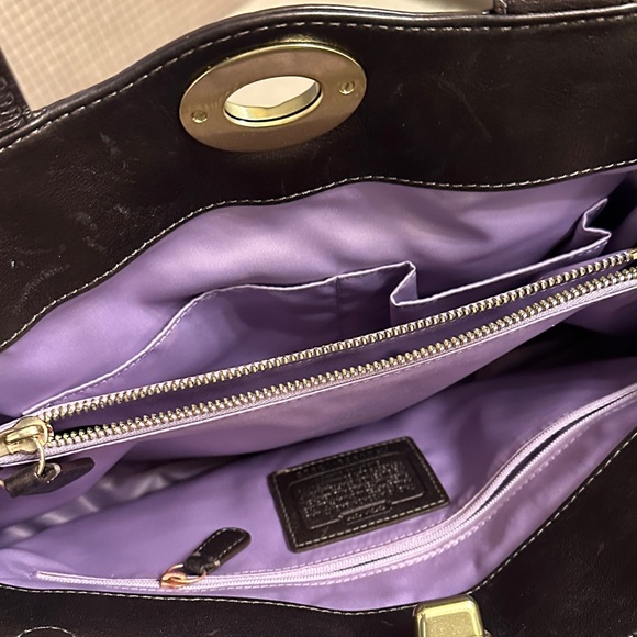 Coach Dark Brown Shoulder Bag with Gold Accents - Picture 9 of 16